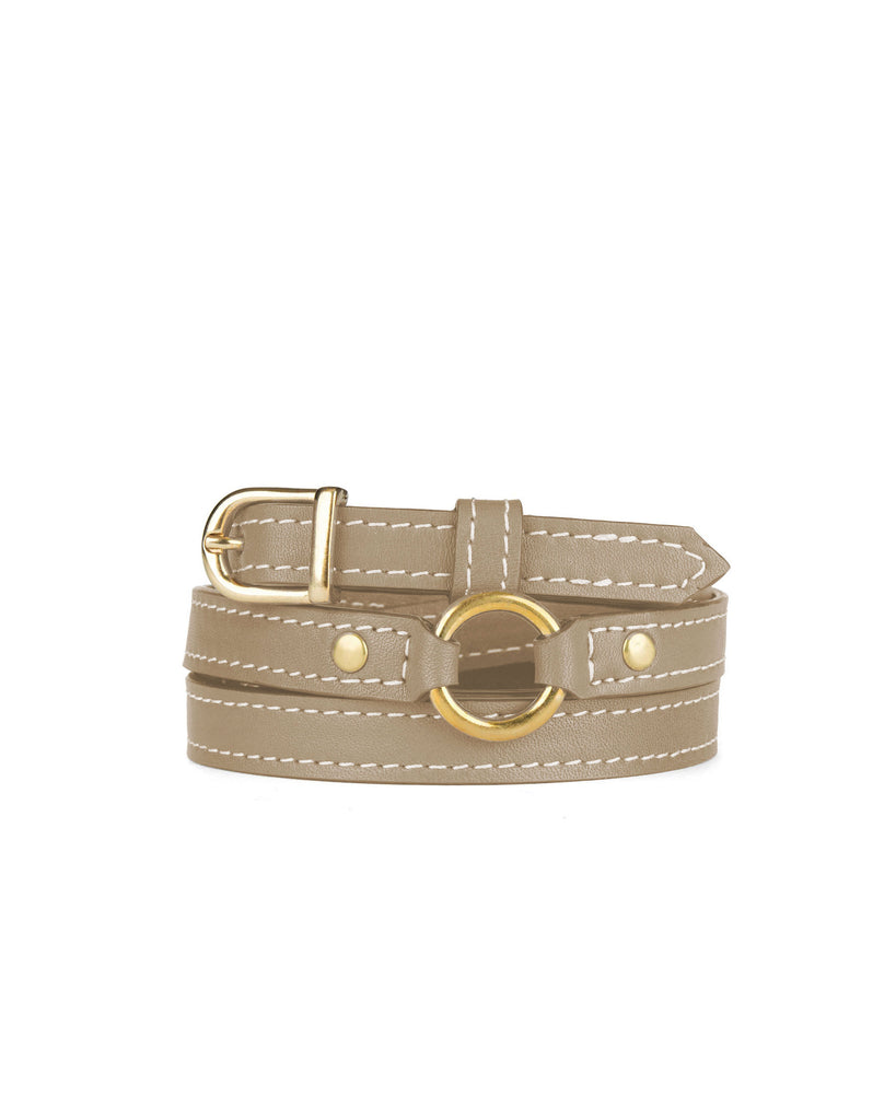 1/2" RING BELT in Beige Napa skinny belt Kendall Conrad   