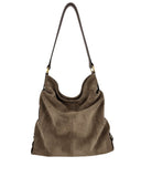 BOHEMIA GATHERED SHOULDER BAG in Funghi Suede shoulder bag Kendall Conrad   