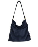 BOHEMIA GATHERED SHOULDER BAG in Navy Suede shoulder bag Kendall Conrad   