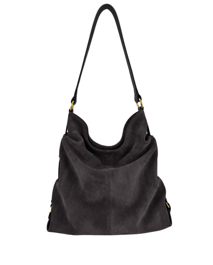 BOHEMIA GATHERED SHOULDER BAG in Smoke Nubuck shoulder bag Kendall Conrad   