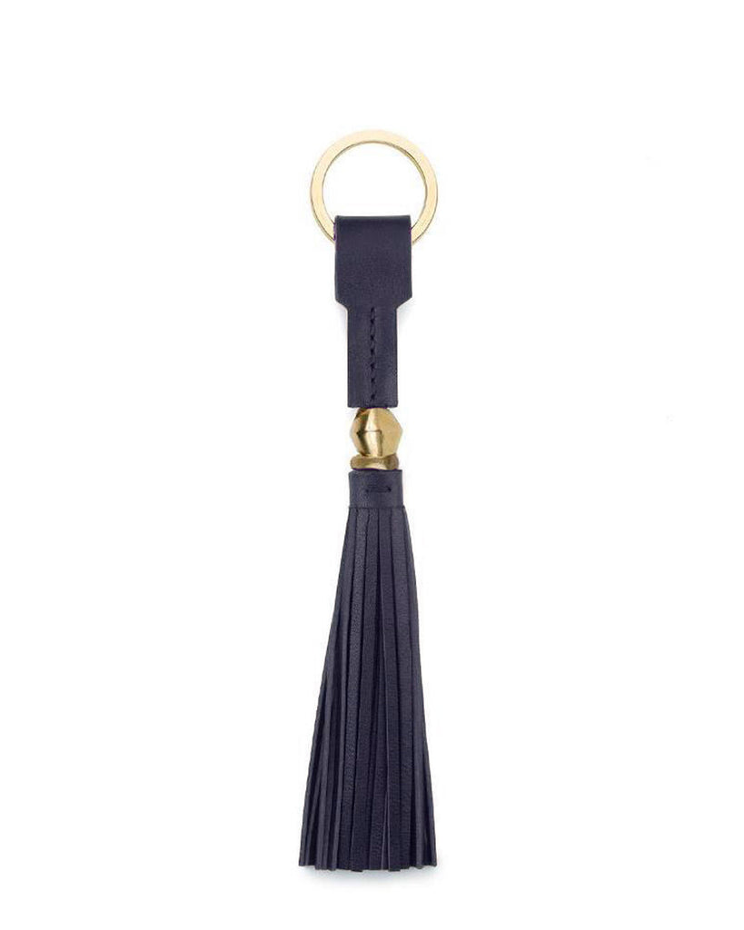 BORLITA KEY CHAIN in Navy Napa Leather leather keychain Kendall Conrad   