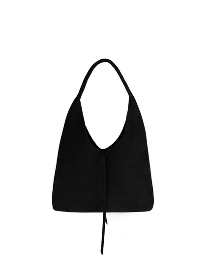 DELFINITA MINI HOBO BAG in Black Suede small leather hobo bag Kendall Conrad   