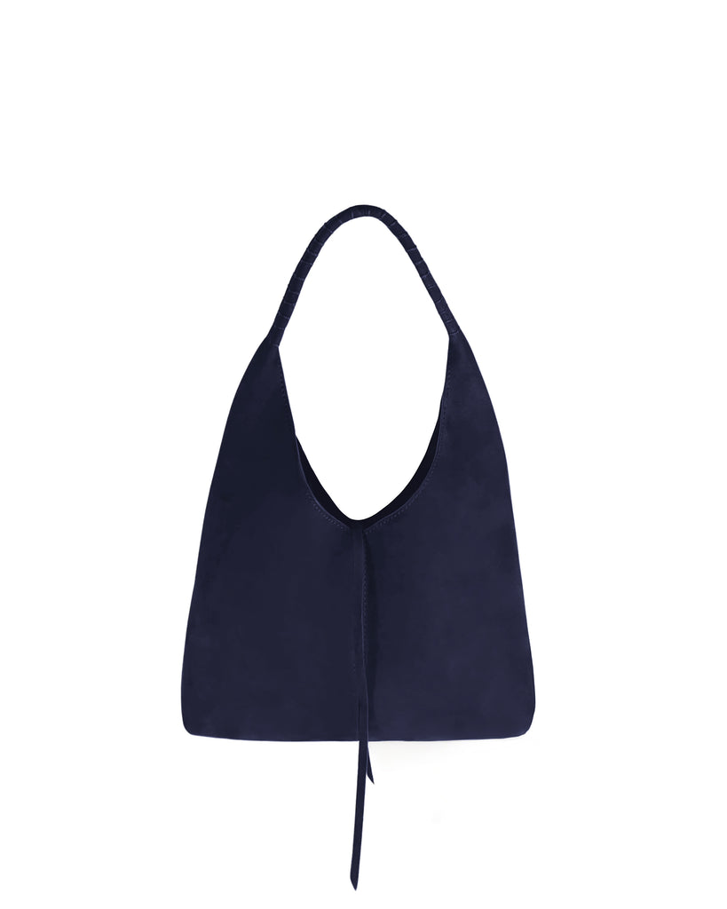 DELFINITA MINI HOBO BAG in Navy Suede small leather hobo bag Kendall Conrad   
