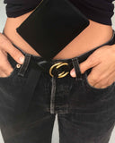 DOUBLE RING BELT in Umber Napa leather belt Kendall Conrad   