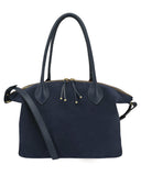 FIGUERES SHOULDER AND CROSSBODY BAG in Navy Suede large leather bag Kendall Conrad   