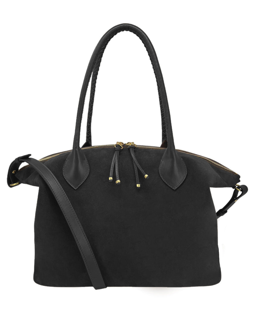 FIGUERES SHOULDER AND CROSSBODY BAG in Smoke Nubuck large leather bag Kendall Conrad   