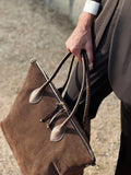 FIGUERES SHOULDER AND CROSSBODY BAG in Black Suede large leather bag Kendall Conrad   