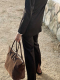 FIGUERES SHOULDER AND CROSSBODY BAG in Funghi Suede large leather bag Kendall Conrad   