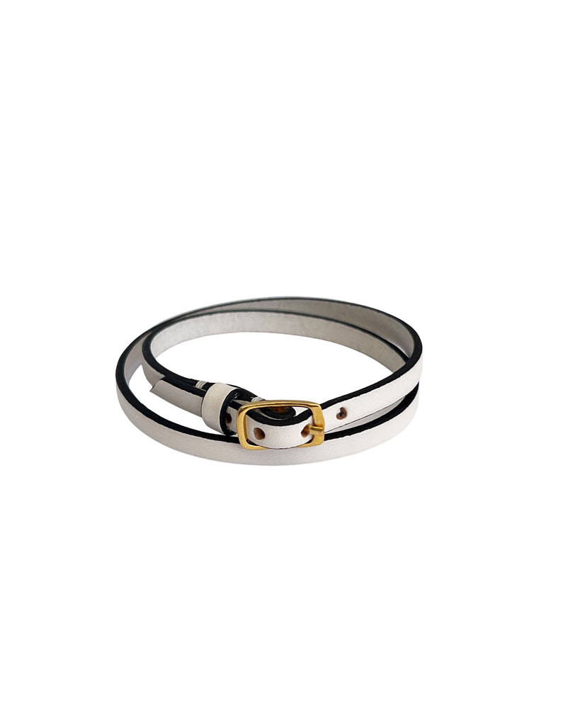 GAEL WRIST WRAP in Bruciato Leather leather bracelet Kendall Conrad White  