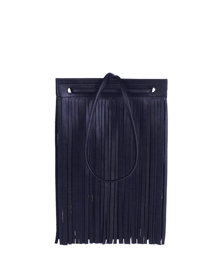 GIRONA FRANJA FRINGE BAG in Navy Napa leather fringe bag Kendall Conrad   