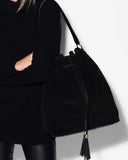 L'AVENTURA LARGE BUCKET BAG in Chocolate Suede leather Kendall Conrad   