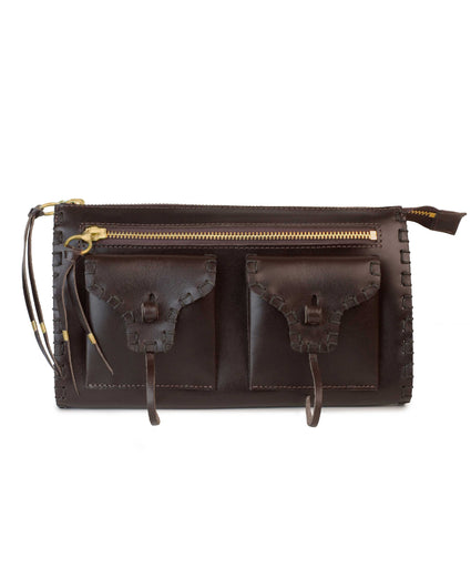 MANOLÎN CLUTCH + CROSSBODY in Umber Napa clutch bag Kendall Conrad   