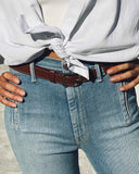 3/4" RING BELT in White Napa leather belt Kendall Conrad   