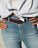 3/4" RING BELT in Umber Napa leather belt Kendall Conrad   