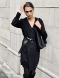 2" DOUBLE RING BELT in Black Napa leather belt Kendall Conrad   