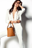 NIÑA SHOULDER BUCKET BAG in Navy Napa shoulder bag Kendall Conrad   