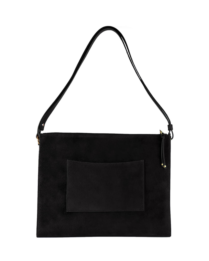 OLIMPIA II SHOULDER + CROSSBODY BAG in Black Suede tote bag Kendall Conrad   