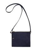 OLIMPIA CROSSBODY AND SHOULDER BAG in Navy Suede leather bag, Kendall Conrad   