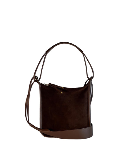 PAZ CROSSBODY BAG in Umber Suede small crossbody bag Kendall Conrad   