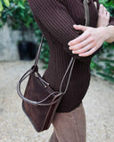 PAZ CROSSBODY BAG in Umber Suede small crossbody bag Kendall Conrad   