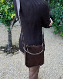 PAZ CROSSBODY BAG in Umber Suede small crossbody bag Kendall Conrad   