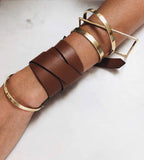 GIRONA WRIST WRAP in Funghi Napa leather bracelet Kendall Conrad   