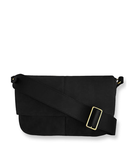 VIDA II SHOULDER + CROSSBODY BAG in Black Suede shoulder/crossbody bag Kendall Conrad   