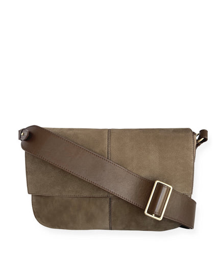 VIDA II SHOULDER + CROSSBODY BAG in Funghi Suede shoulder/crossbody bag Kendall Conrad   