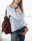 L'AVENTURA II BUCKET BAG in Umber Suede leather bag Kendall Conrad   