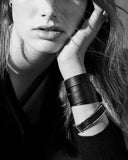 GIRONA WRIST WRAP in Black Embossed Python leather bracelet Kendall Conrad   