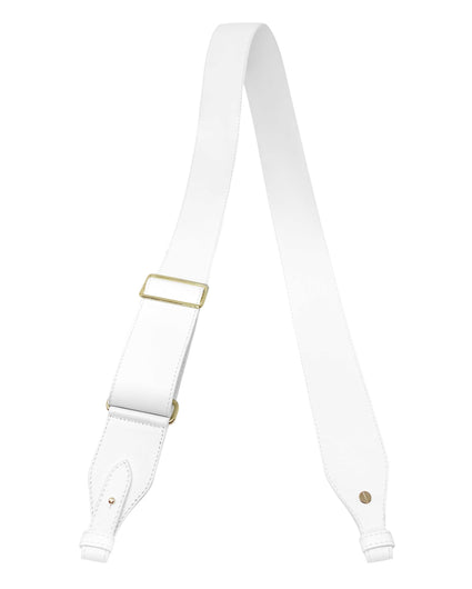 Adjustable leather and grosgain cross body strap white/brown - CH