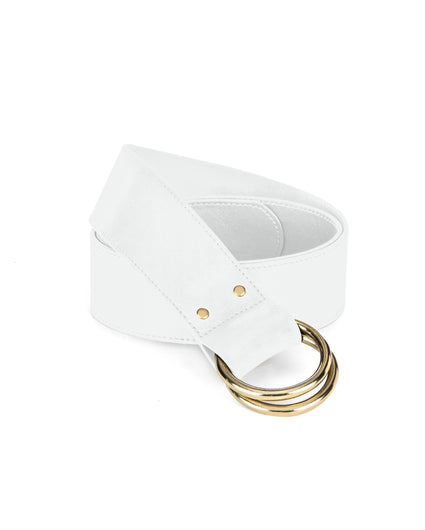 2" DOUBLE RING BELT in White Napa leather belt Kendall Conrad   