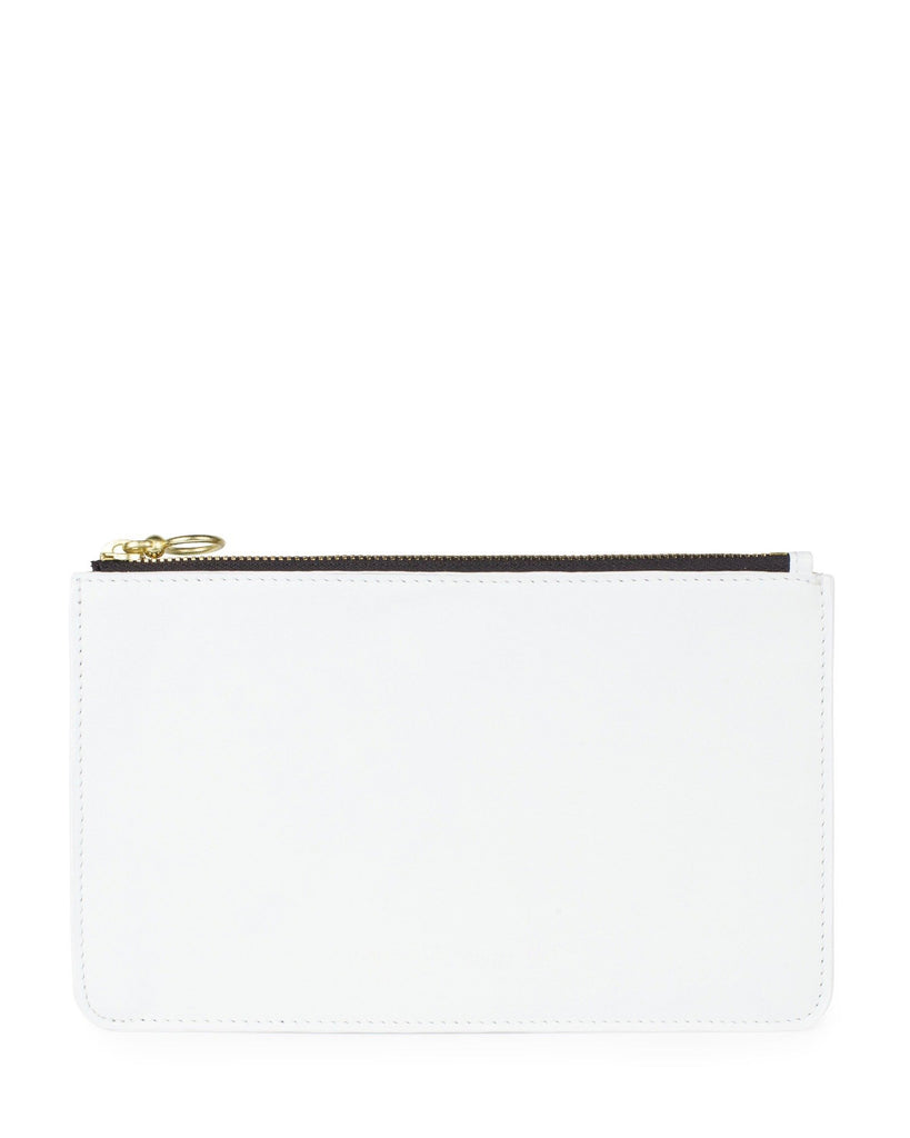 BOLSILLO II ZIP POUCH in White Napa leather case Kendall Conrad   