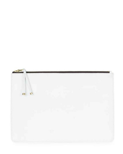 BOLSILLO III ZIP POUCH in White Napa leather case Kendall Conrad   