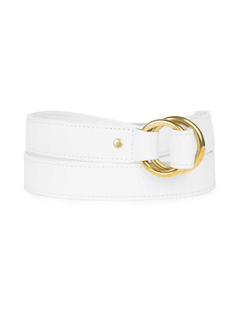 DOUBLE RING BELT in White Napa leather belt Kendall Conrad   