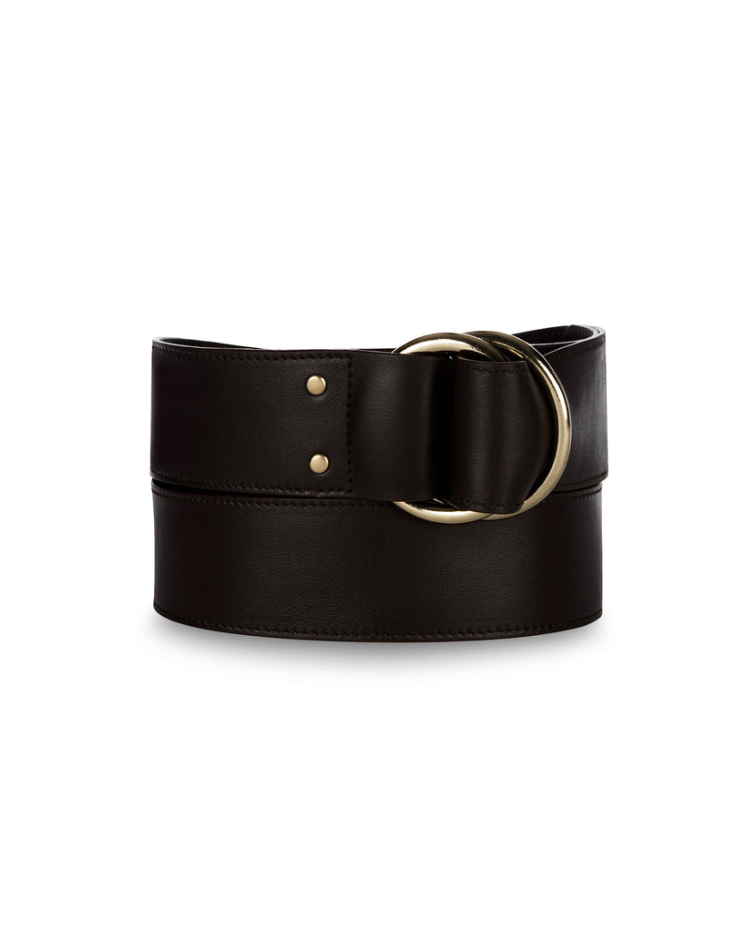 2" DOUBLE RING BELT in Black Napa leather belt Kendall Conrad   