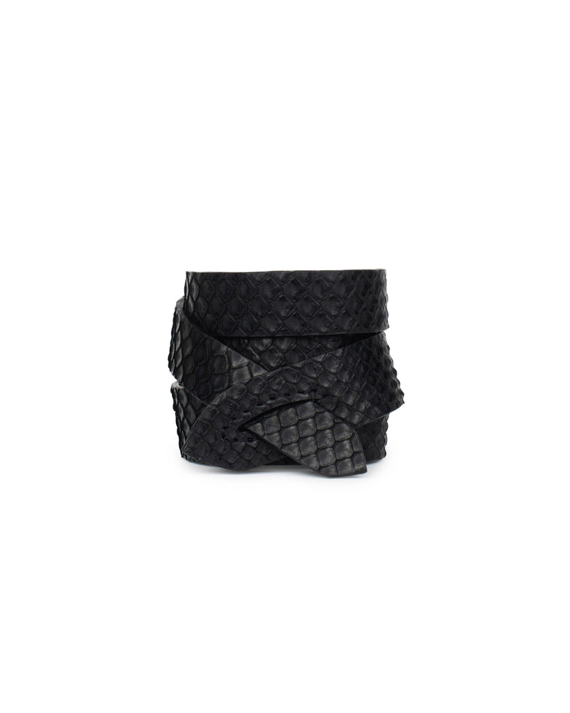 GIRONA WRIST WRAP in Black Embossed Python leather bracelet Kendall Conrad   