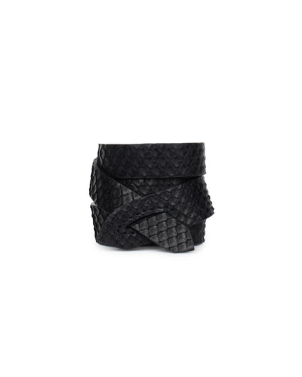 GIRONA WRIST WRAP in Black Embossed Python leather bracelet Kendall Conrad   