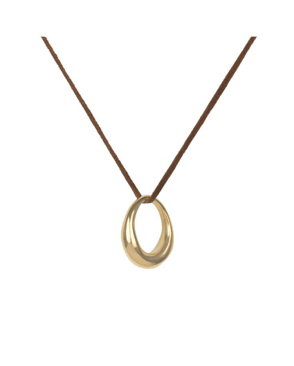 ROUNDED OVAL PENDANT jewelry, Kendall Conrad Brass Natural Brown 