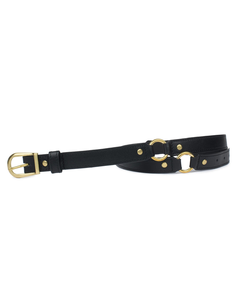 3/4" RING BELT in Black Napa leather belt Kendall Conrad   