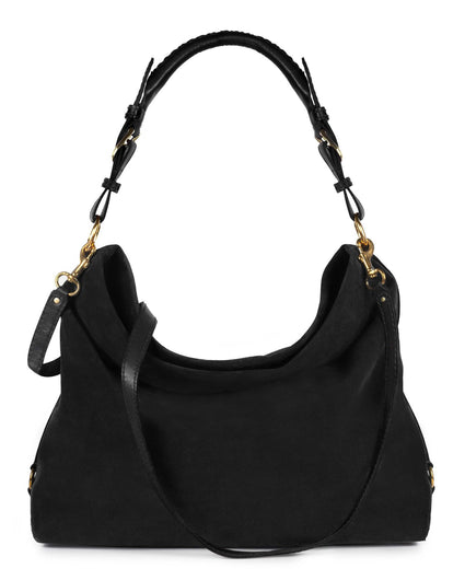 AZUCENA II SHOULDER BAG in Black Suede leather bag, Kendall Conrad   