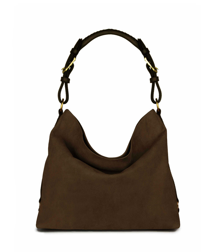 AZUCENA SHOULDER AND CROSSBODY BAG in Umber Suede leather bag Kendall Conrad   