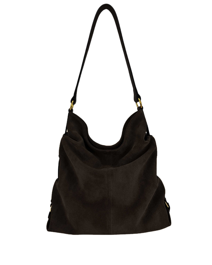 BOHEMIA GATHERED SHOULDER BAG in Black Suede gathered, shoulder bag Kendall Conrad   