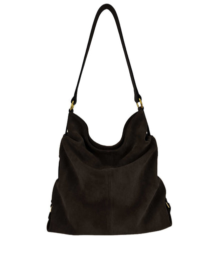 BOHEMIA GATHERED SHOULDER BAG in Black Suede gathered, shoulder bag Kendall Conrad   