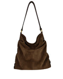 BOHEMIA GATHERED SHOULDER BAG in Umber Suede gathered, shoulder bag Kendall Conrad   