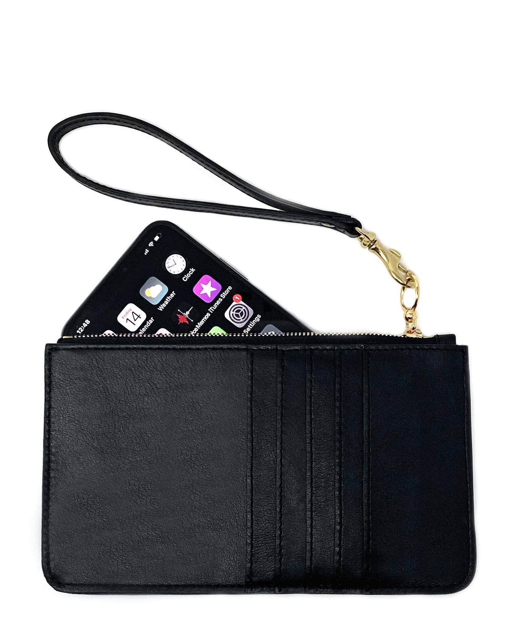 BOLSILLO PHONE WALLET in Black Napa – Kendall Conrad