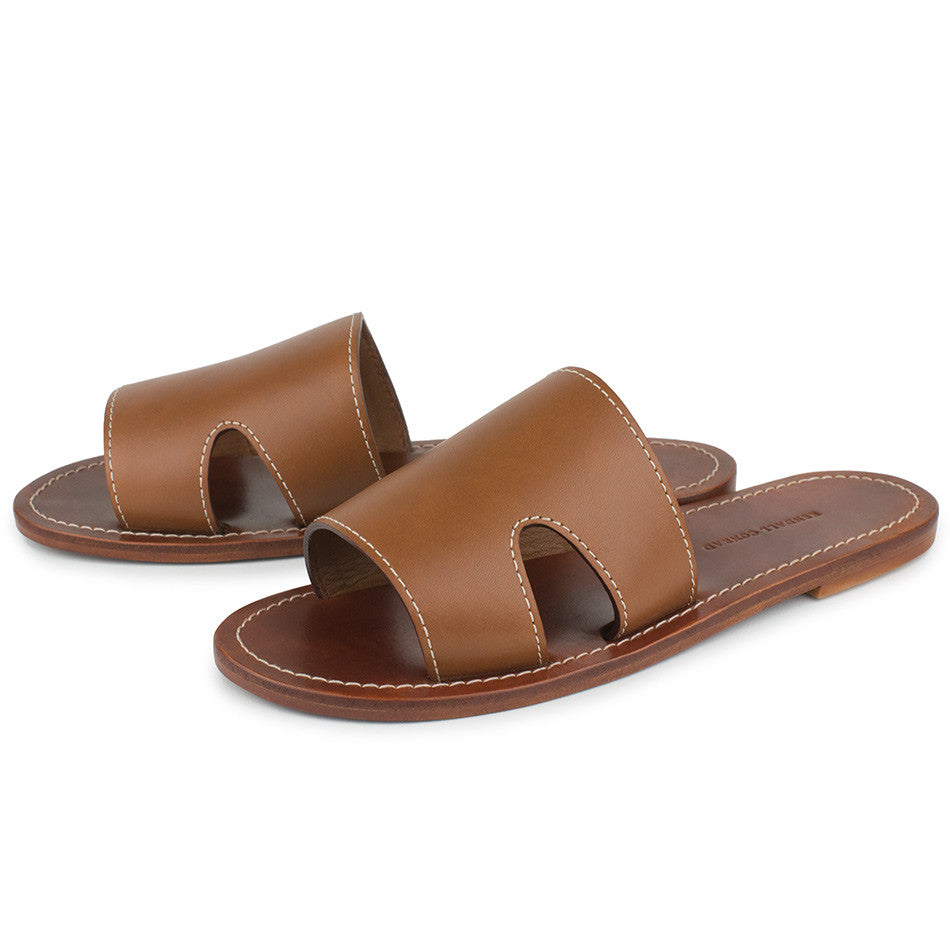 CAGANCHO SLIDES in Sienna Bridle Leather sandals Kendall Conrad 6  