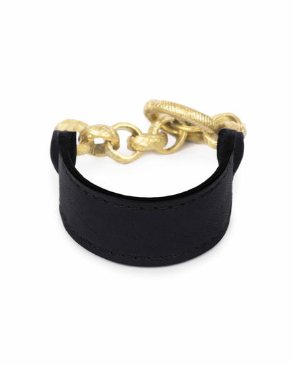 CAMEROON CHAIN CUFF leather cuff Kendall Conrad Brass  