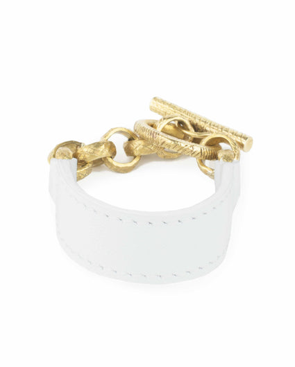 CAMEROON CHAIN CUFF leather bracelet Kendall Conrad Brass  
