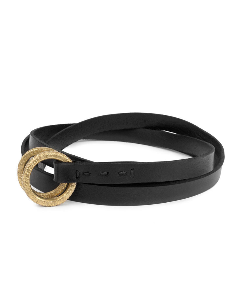 CAMEROON DOUBLE RING BELT in Black Napa leather belt Kendall Conrad   